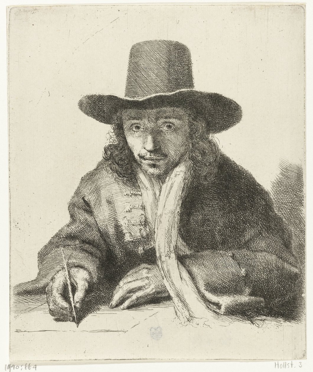 Selvportrett av Johannes Lutma, tegning av Johannes  Lutma