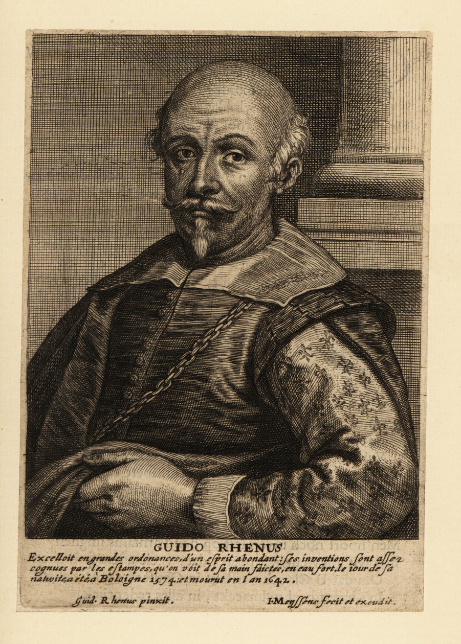 Portrett av Guido Reni, italiensk maler ved den bolognesiske skolen i barokkperioden av Johannes Meyssens