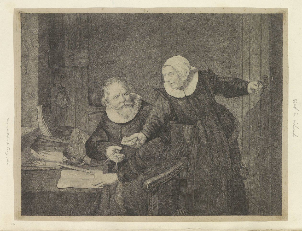 Portrett av skipsbyggeren Jan Rijcksen og hans kone Recueil de quatre-vingt-cinq estampes originales (serietittel) av Johannes Pieter de Frey