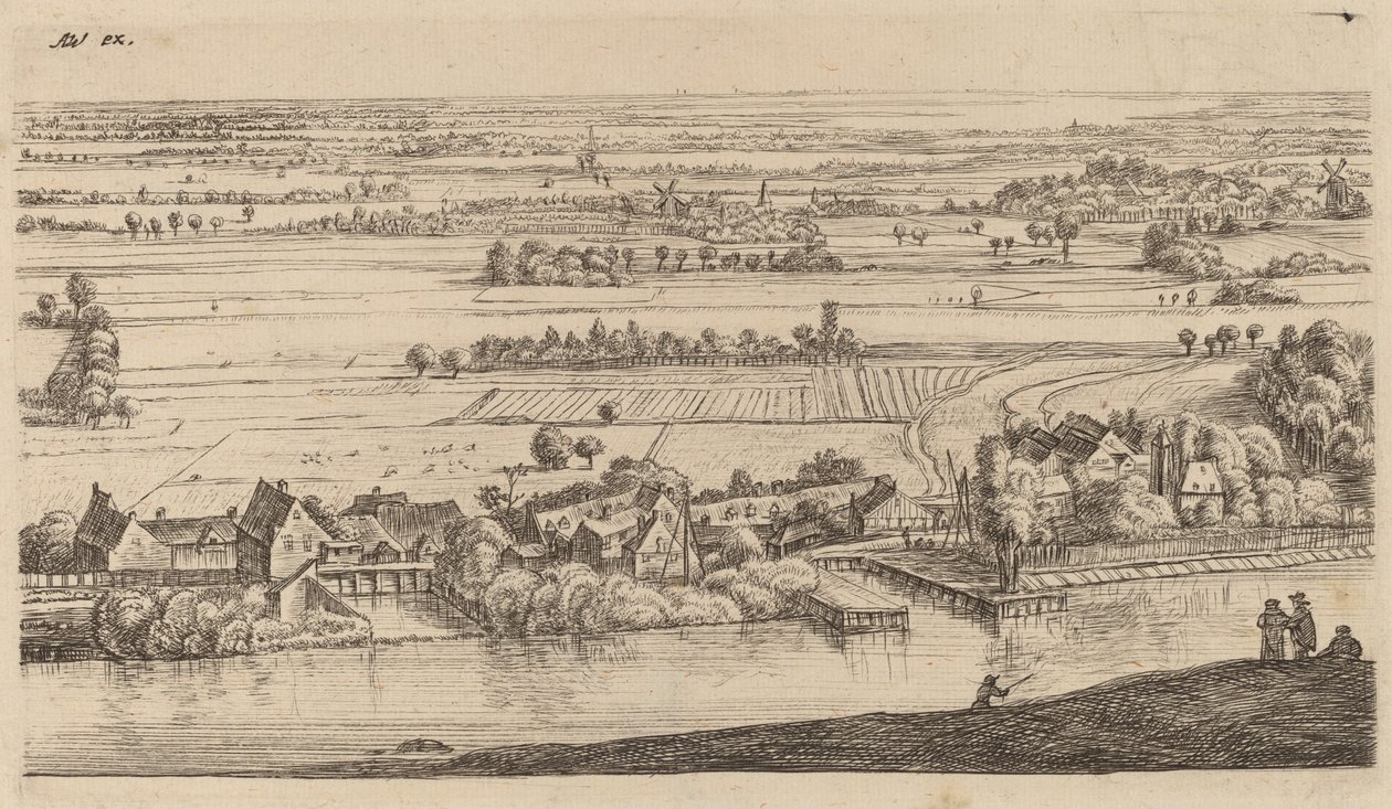 Landsby ved siden av en kanal av Johannes Ruisscher