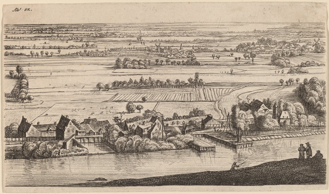Landsby ved siden av en kanal av Johannes Ruisscher