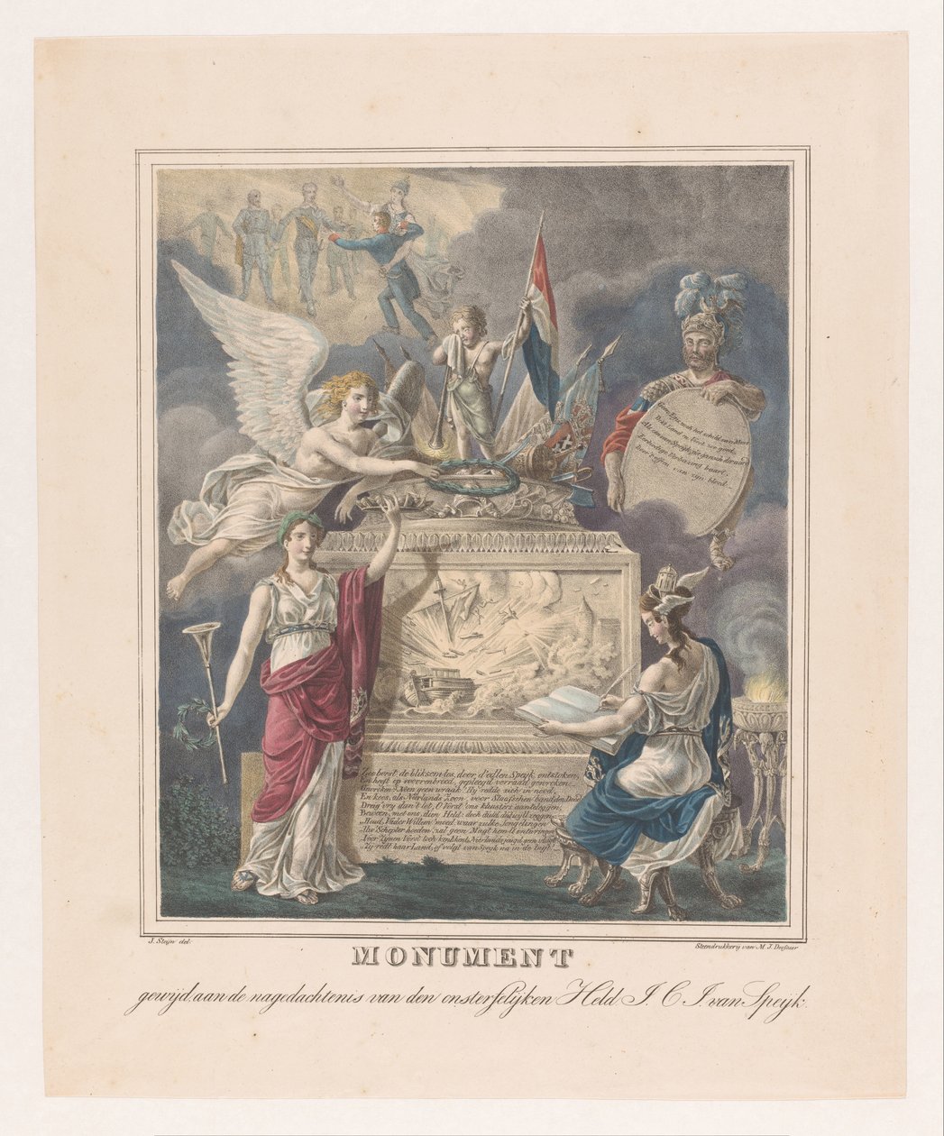 Allegorisk begravelsesmonument for Jan Carel Josephus van Speijk Monument dedikert til minnet om den udødelige helten J.C.J. van Speijk (tittel på objekt) av Johannes Steyn