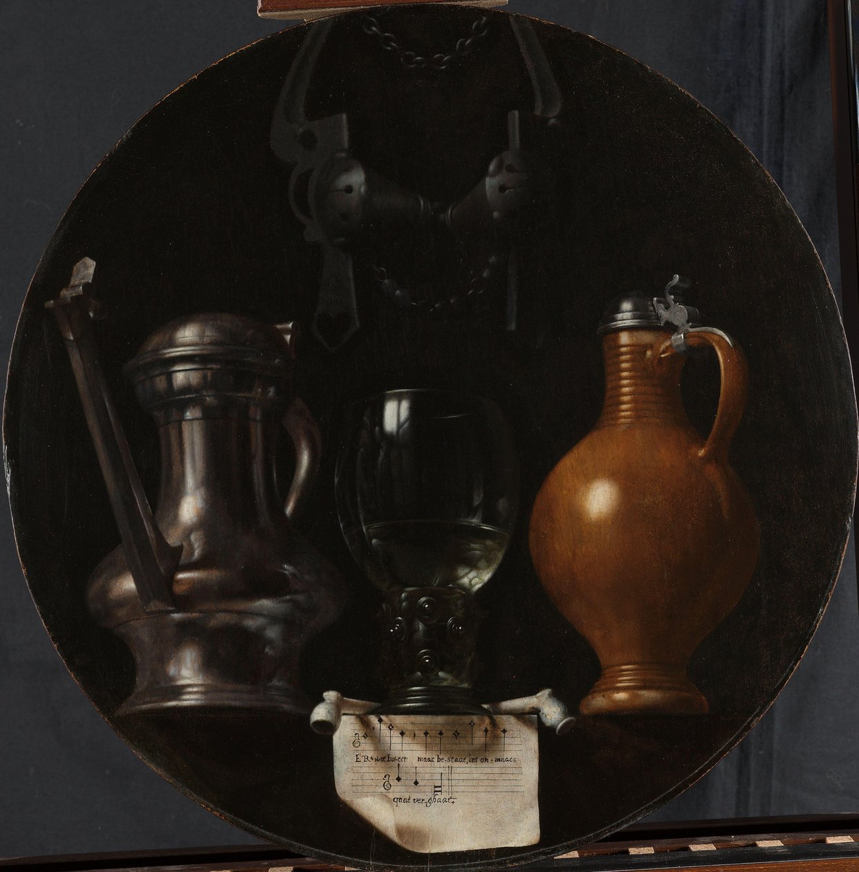 Emblematisk stilleben med flagg, glass, kanne og hodelag Emblematisk stilleben med flagg, glass, kanne og hodelag av Johannes Torrentius