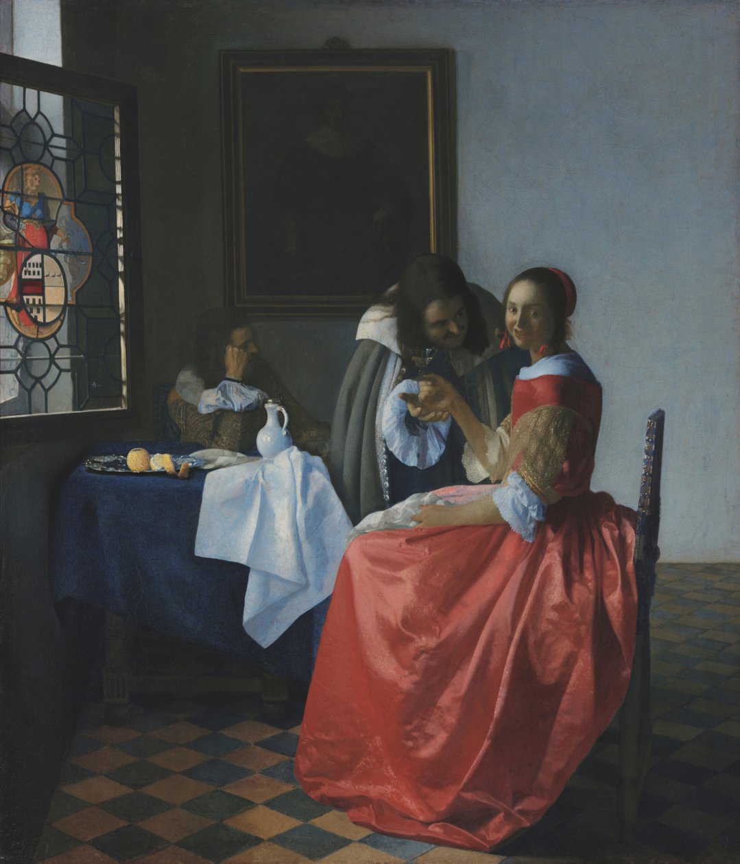Ung kvinne med et vinglass av Johannes Vermeer