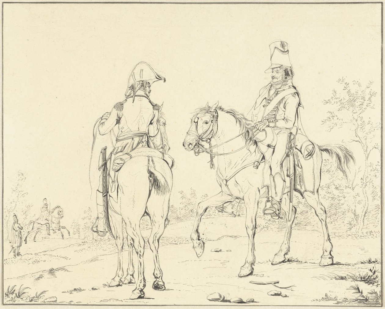 To franske kavalerister til hest av Johannes Vinkeles