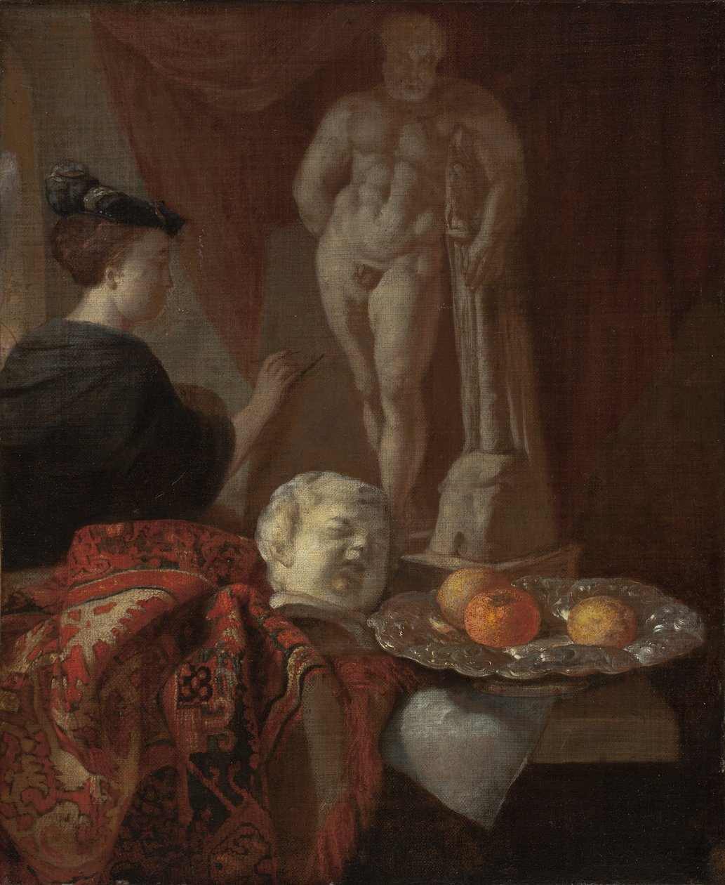 Stilleben og en kvinne ved et staffeli, sent på 1600-tallet av Johannes Voorhout