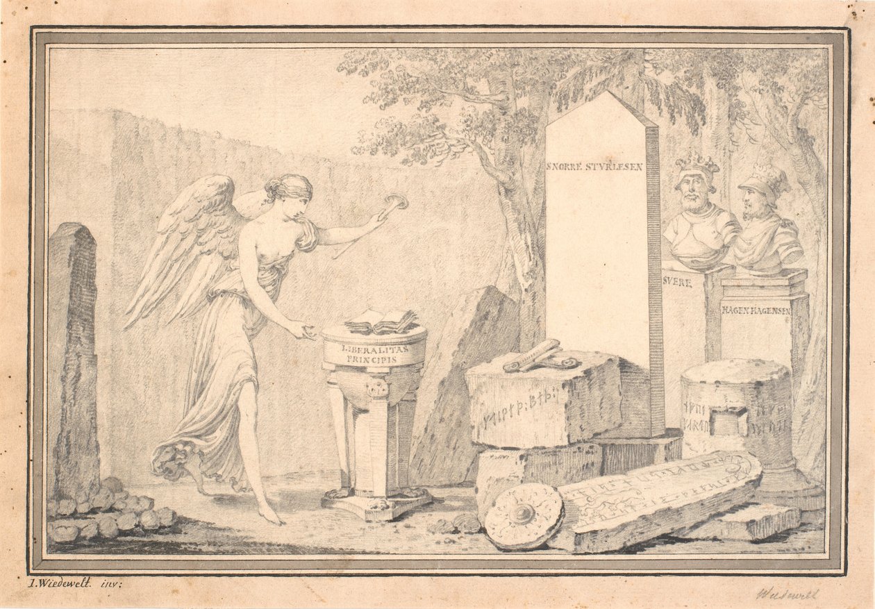 Titelvignet til Snorre Sturleson (udg. G. Schiøning): Heimskringla, Bd. I, 1778 av Johannes Wiedewelt
