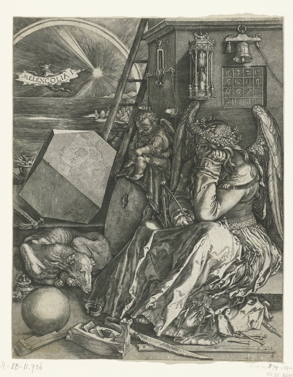 Melancholie Melencolia I (tittel på objekt) av Johannes Wierix