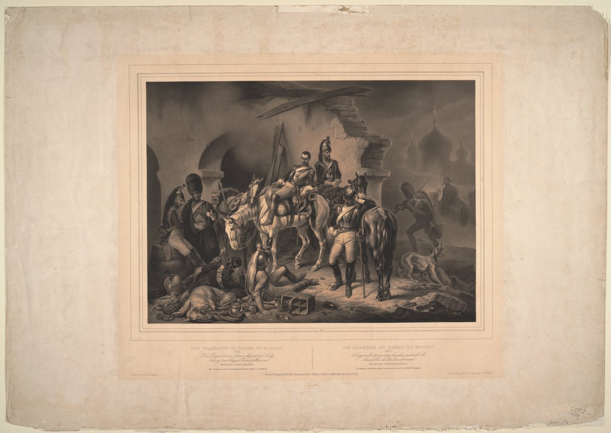 Den franske hæren i Kreml i Moskva, 1830 av Johannes Woelffle