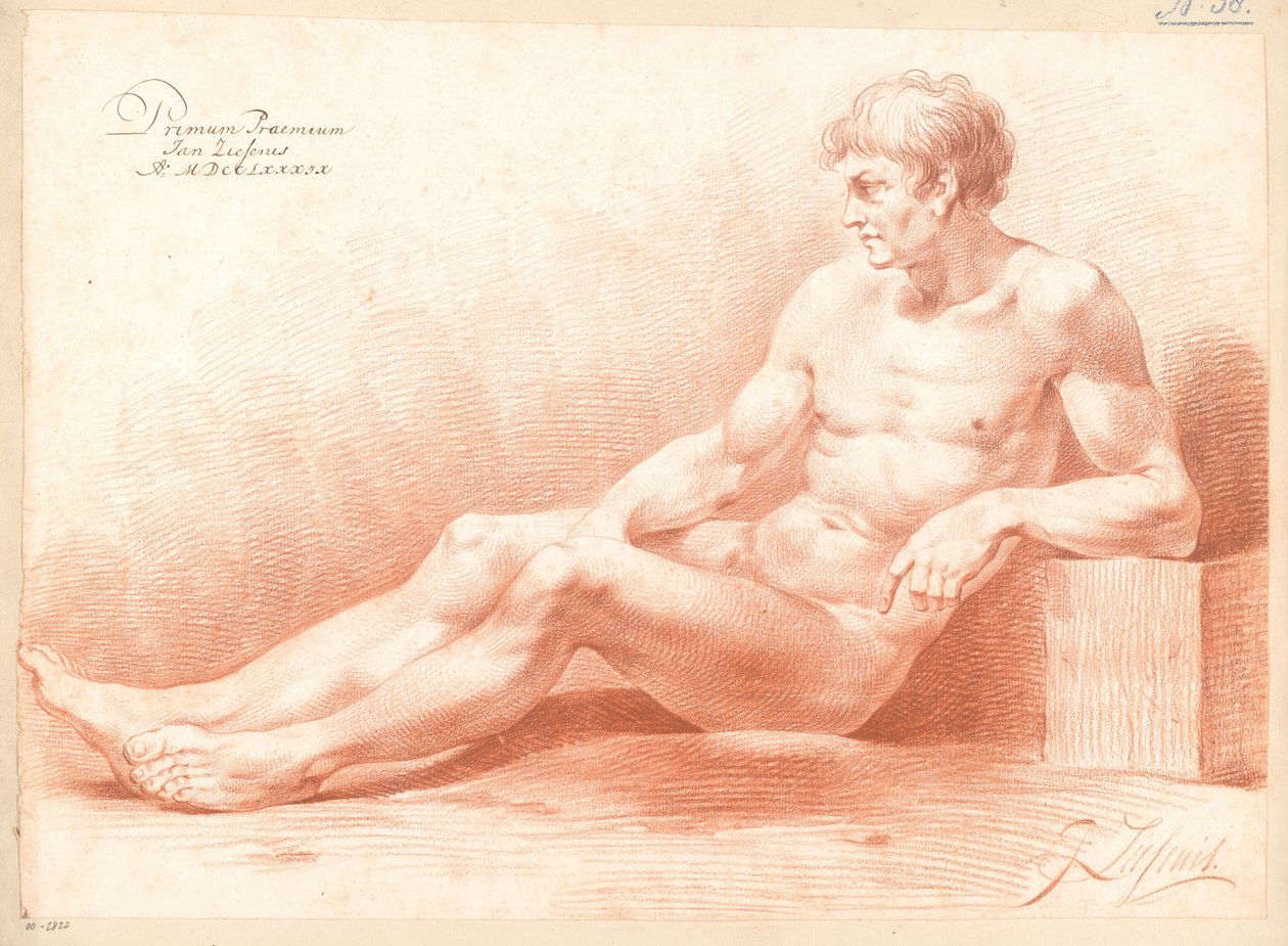 Sittende mann naken, sett fra siden (1. premie 1789) av Johannes Ziesenis