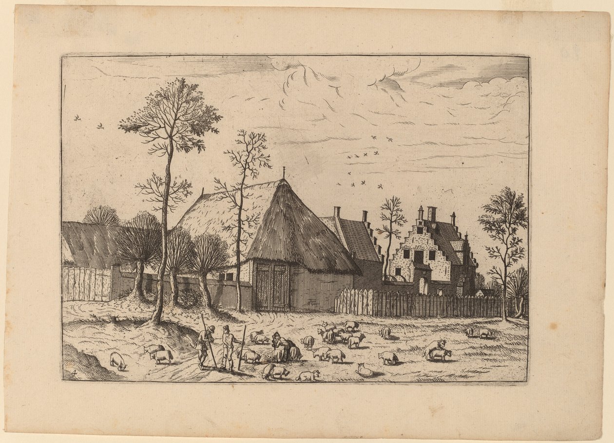 Skur med hytte av Johannes and Lucas van Doetechum after Master of the Small Landscapes