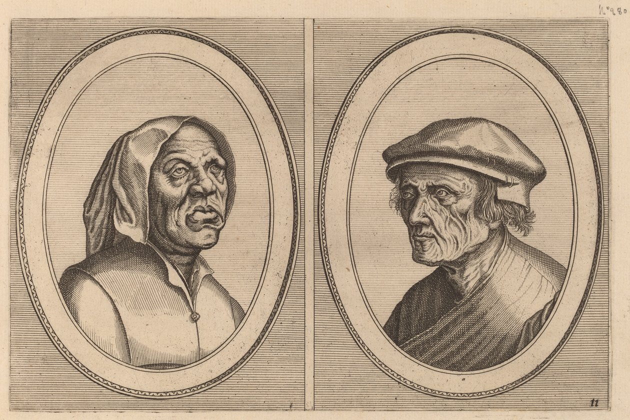 "Baef Schol-becx" og "Spruyt Vroegh-beverven" av Johannes and Lucas van Doetechum after Pieter Bruegel the Elder