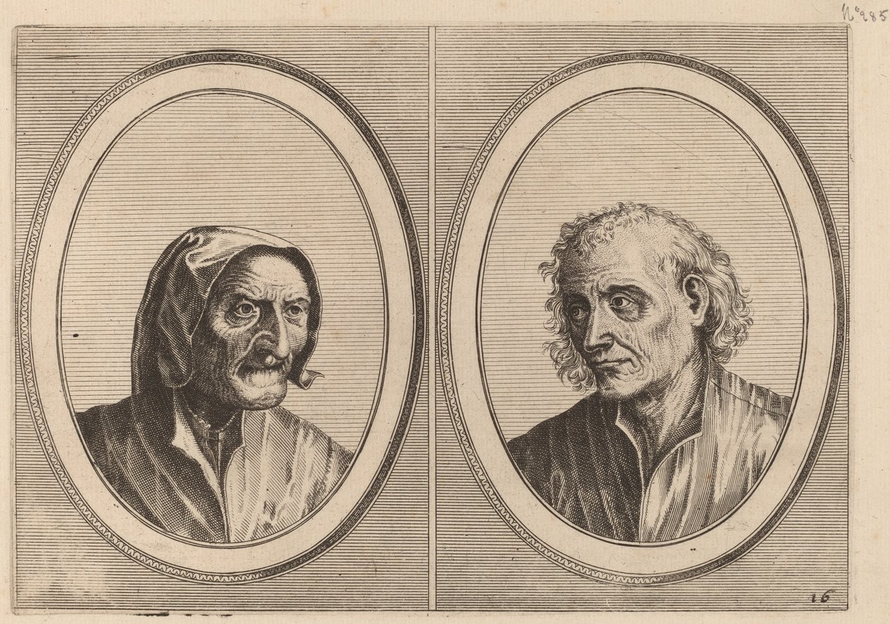 "Foockel Frons-muyl" og "Pietje Hard-loop" av Johannes and Lucas van Doetechum after Pieter Bruegel the Elder