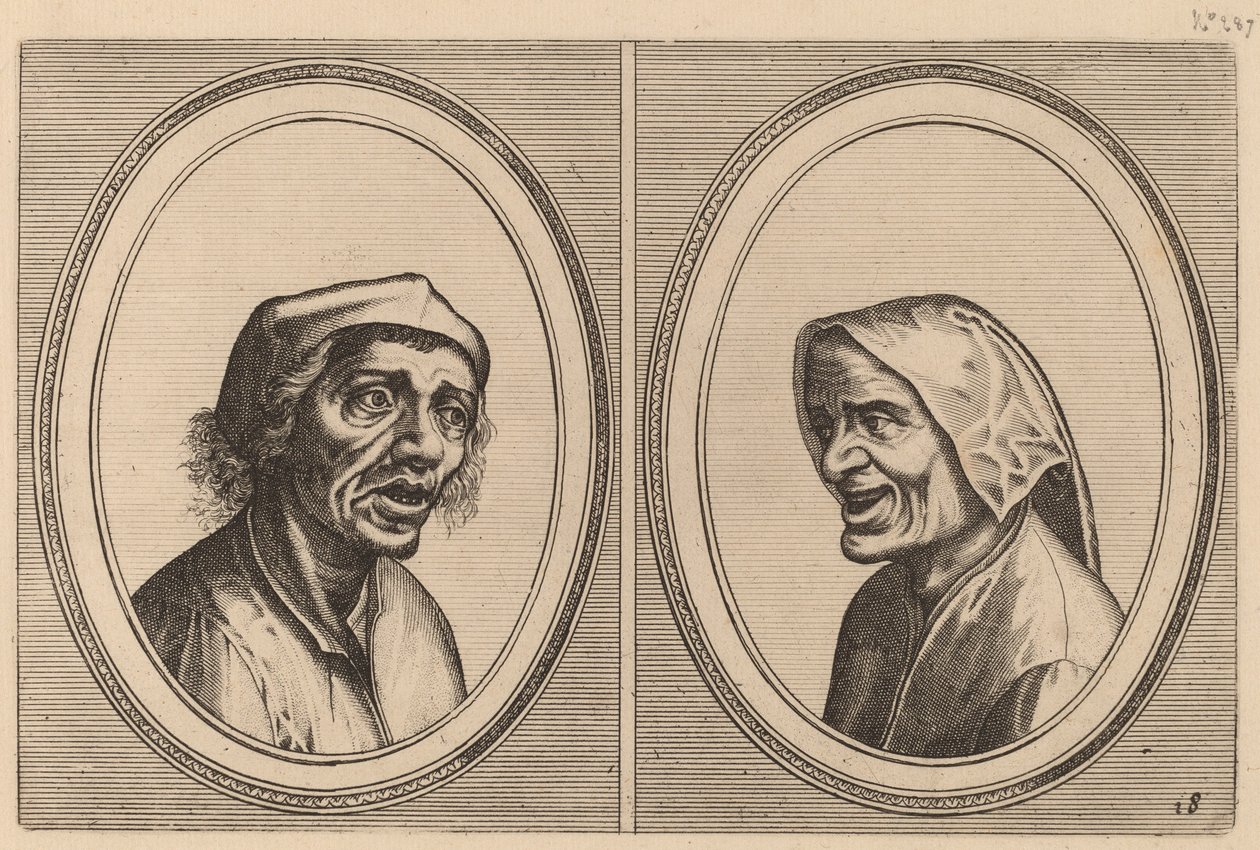 "Goe Geurtjen" og "Kribbighe Babbe" av Johannes and Lucas van Doetechum after Pieter Bruegel the Elder
