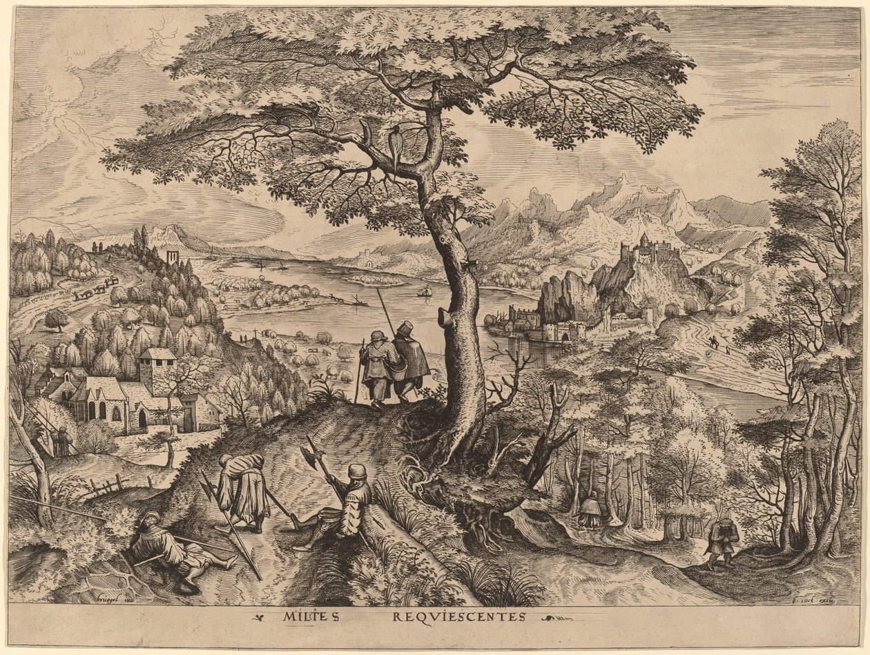 Soldater i hvile av Johannes and Lucas van Doetechum after Pieter Bruegel the Elder