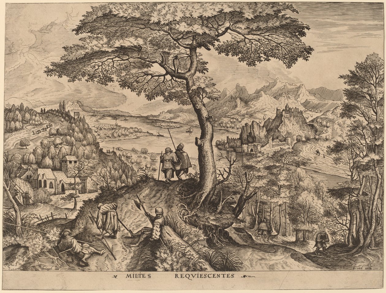 Soldater i hvile av Johannes and Lucas van Doetechum after Pieter Bruegel the Elder