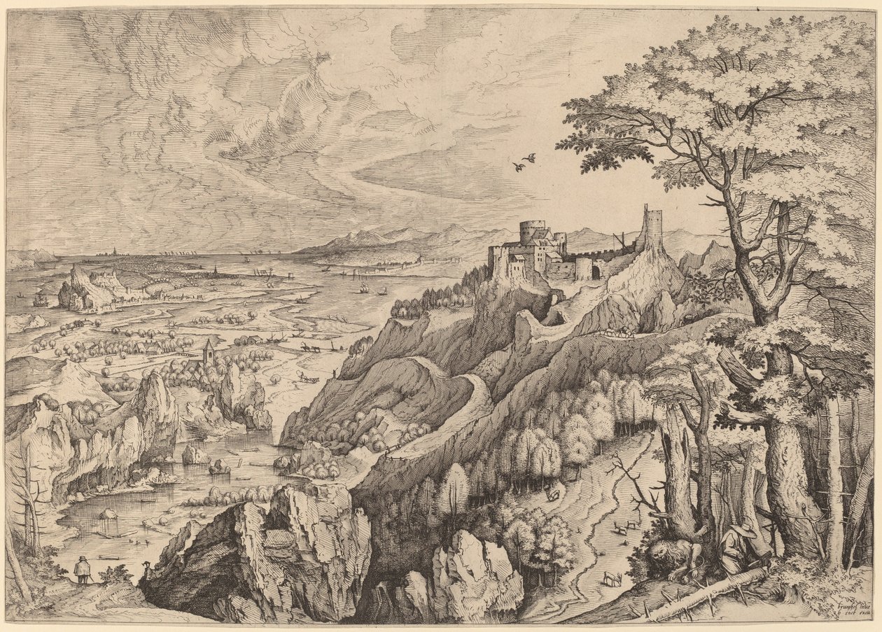 S. Hieronymus i Deserto (Saint Hieronymus i ørkenen) av Johannes and Lucas van Doetechum after Pieter Bruegel the Elder
