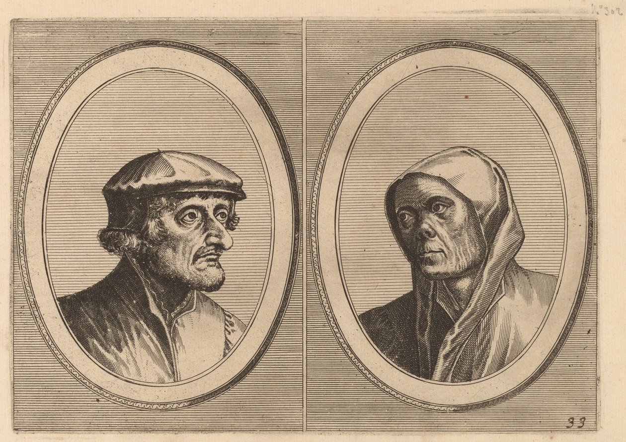 "Voorsichtighe Krijn" og "Broentje Spaer-potter" av Johannes and Lucas van Doetechum after Pieter Bruegel the Elder