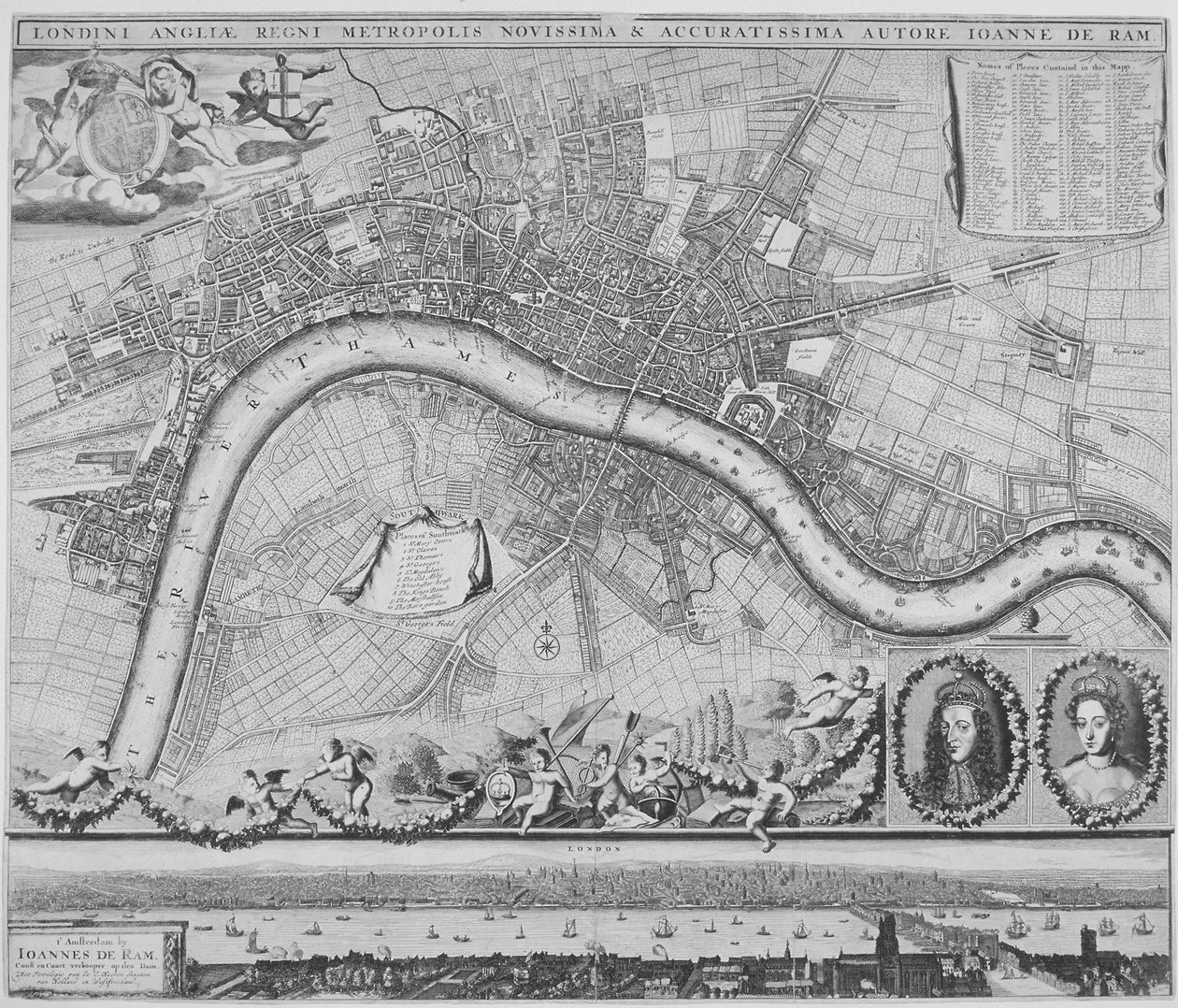 Kart over London, 1690 av Johannes de Ram