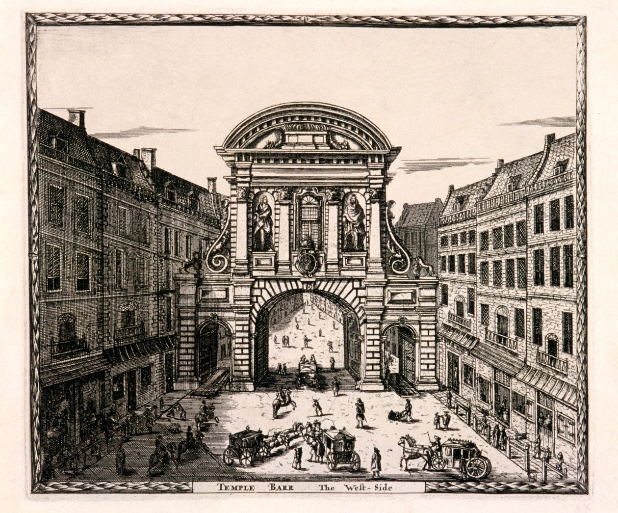 Temple Bar, London, c1700 av Johannes de Ram
