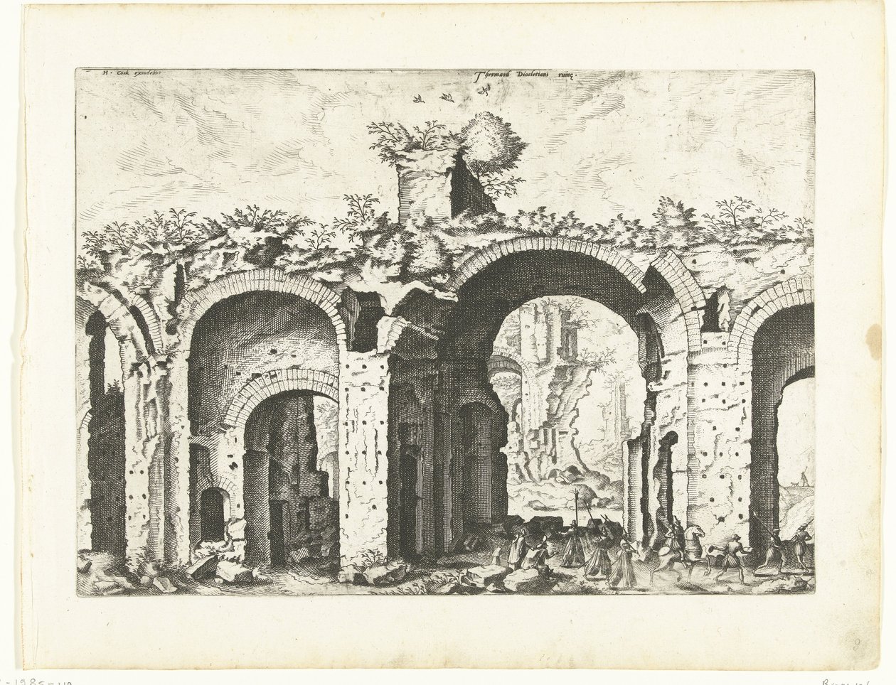 Andre utsikt over Diokletians bad Romerske ruiner, 1561 (serietittel) av Johannes of Lucas van Doetechum (attributed to)