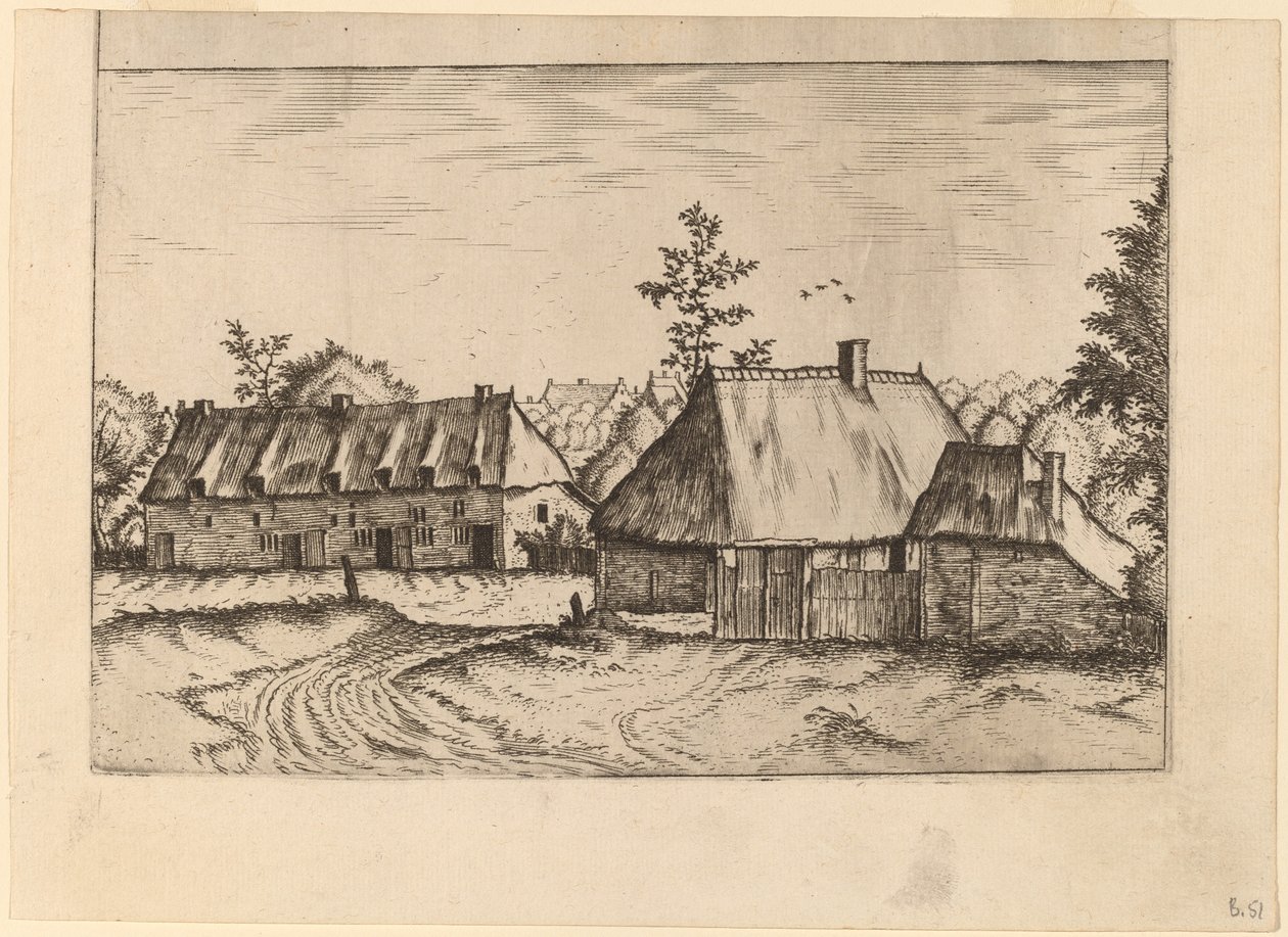 Gård og husrekke av Johannes van Doetechum, the Elder and Lucas