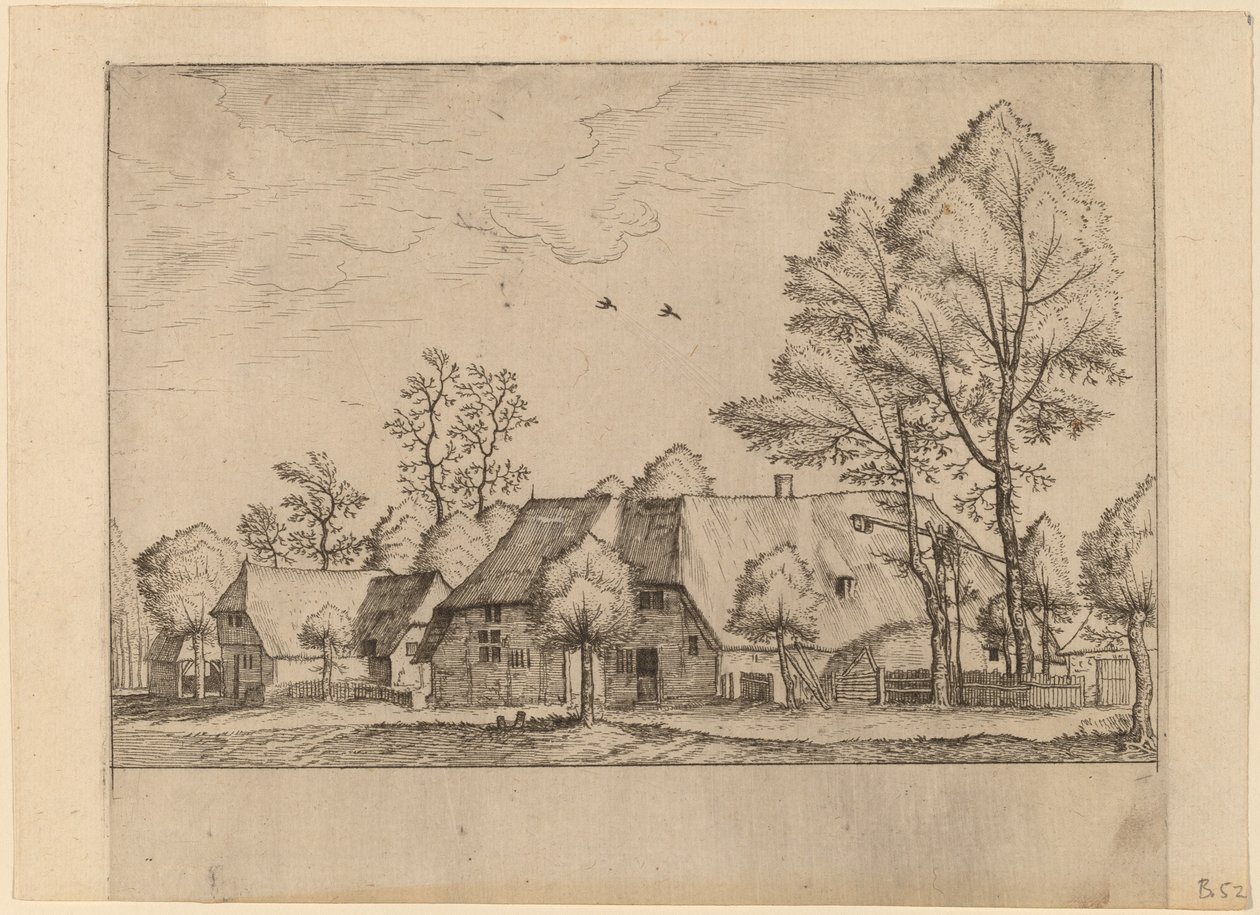 Stor gård med trekkbrønn av Johannes van Doetechum, the Elder and Lucas