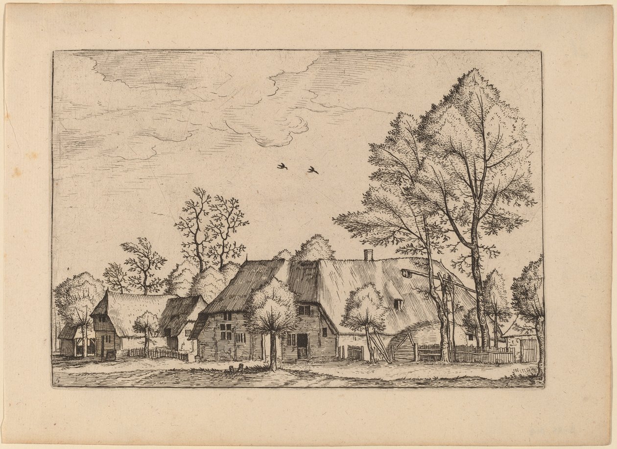 Stor gård med trekkbrønn av Johannes van Doetechum, the Elder and Lucas