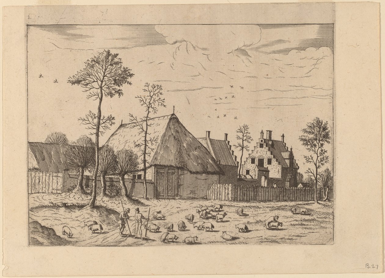 Skur med hytte av Johannes van Doetechum, the Elder and Lucas