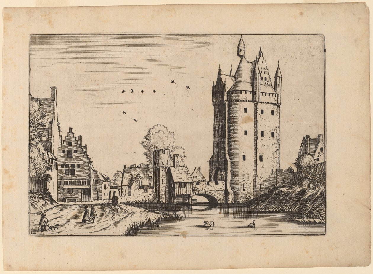 Byport med landhus av Johannes van Doetechum, the Elder and Lucas