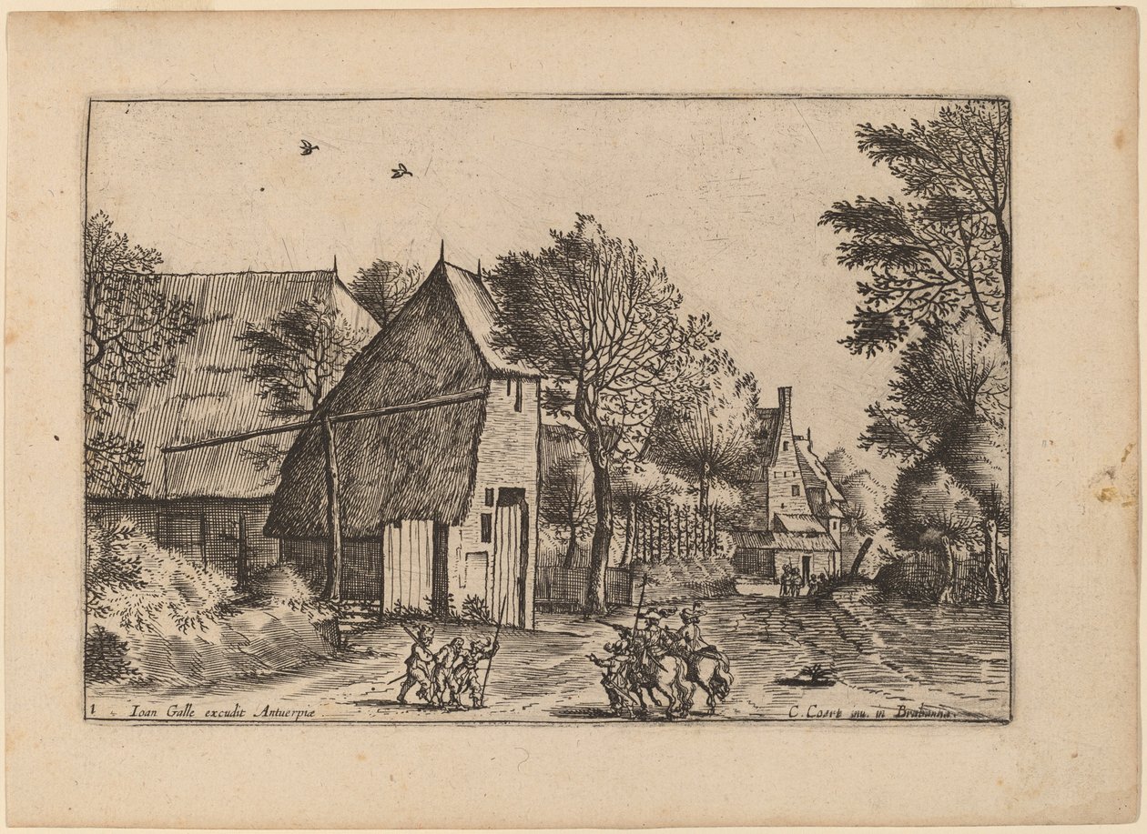 Landsbyvei med Draw Well av Johannes van Doetechum, the Elder and Lucas