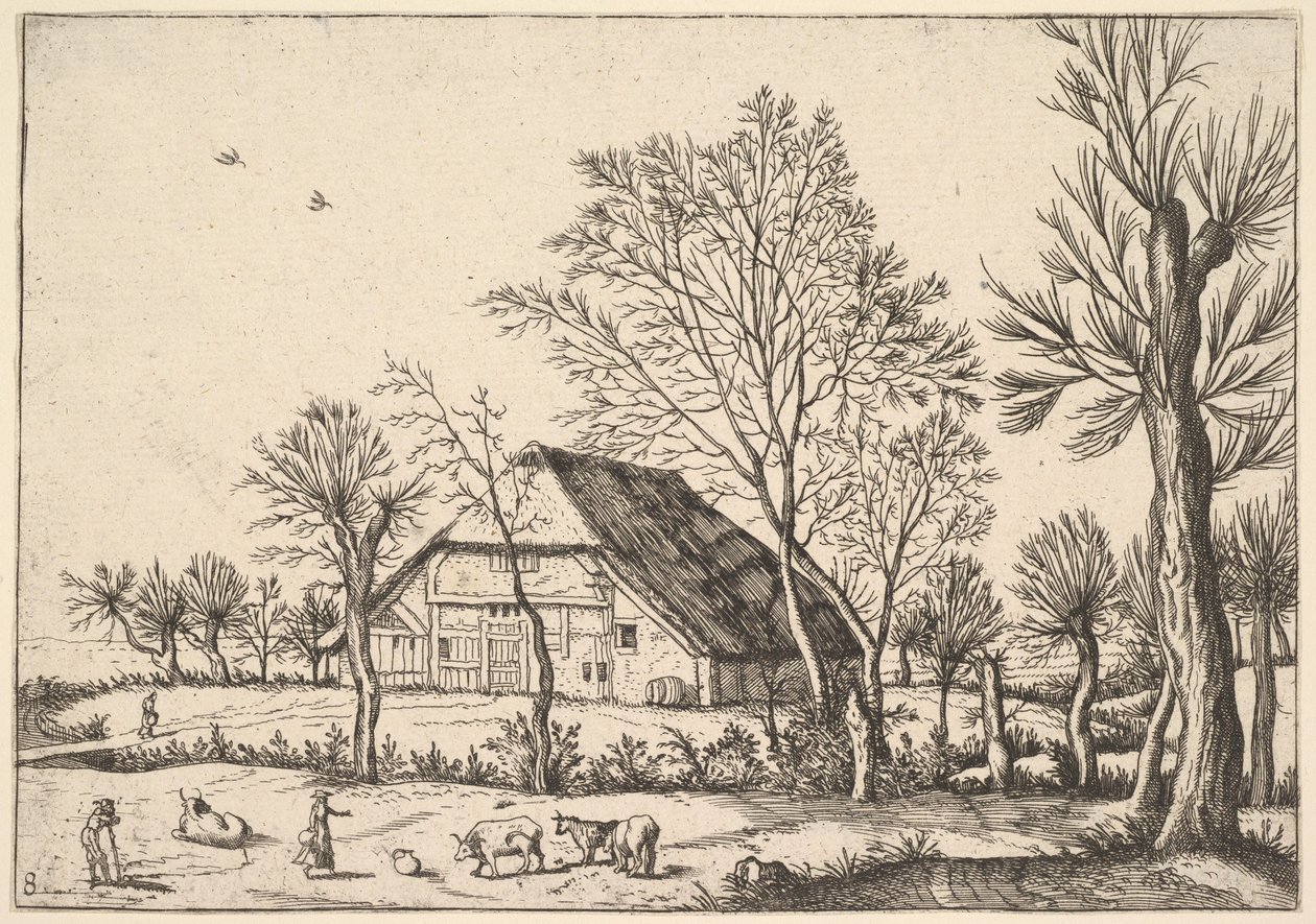 Gård, fra De små landskapene, 1559-61. av Johannes van Doetecum I