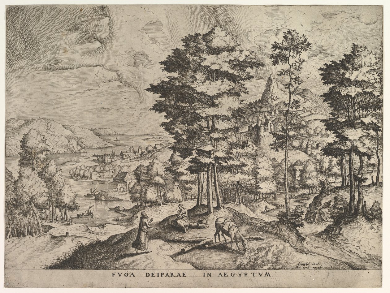 Fly til Egypt Fly til Egypt fra The Large Landscapes, ca. 1555-56. av Johannes van Doetecum I