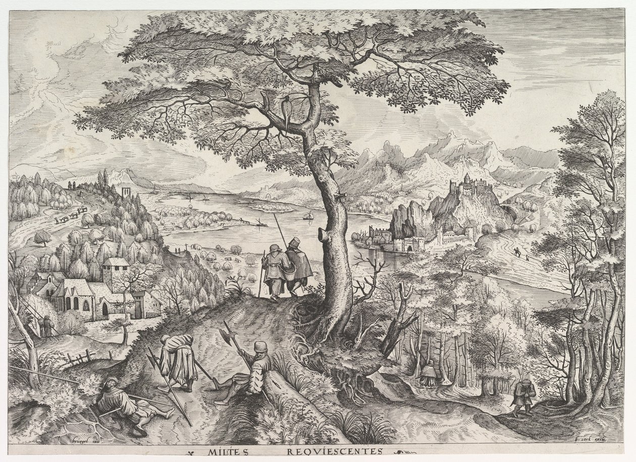 Soldiers at Rest Milites krever fra The Large Landscapes, ca. 1555-56. av Johannes van Doetecum I