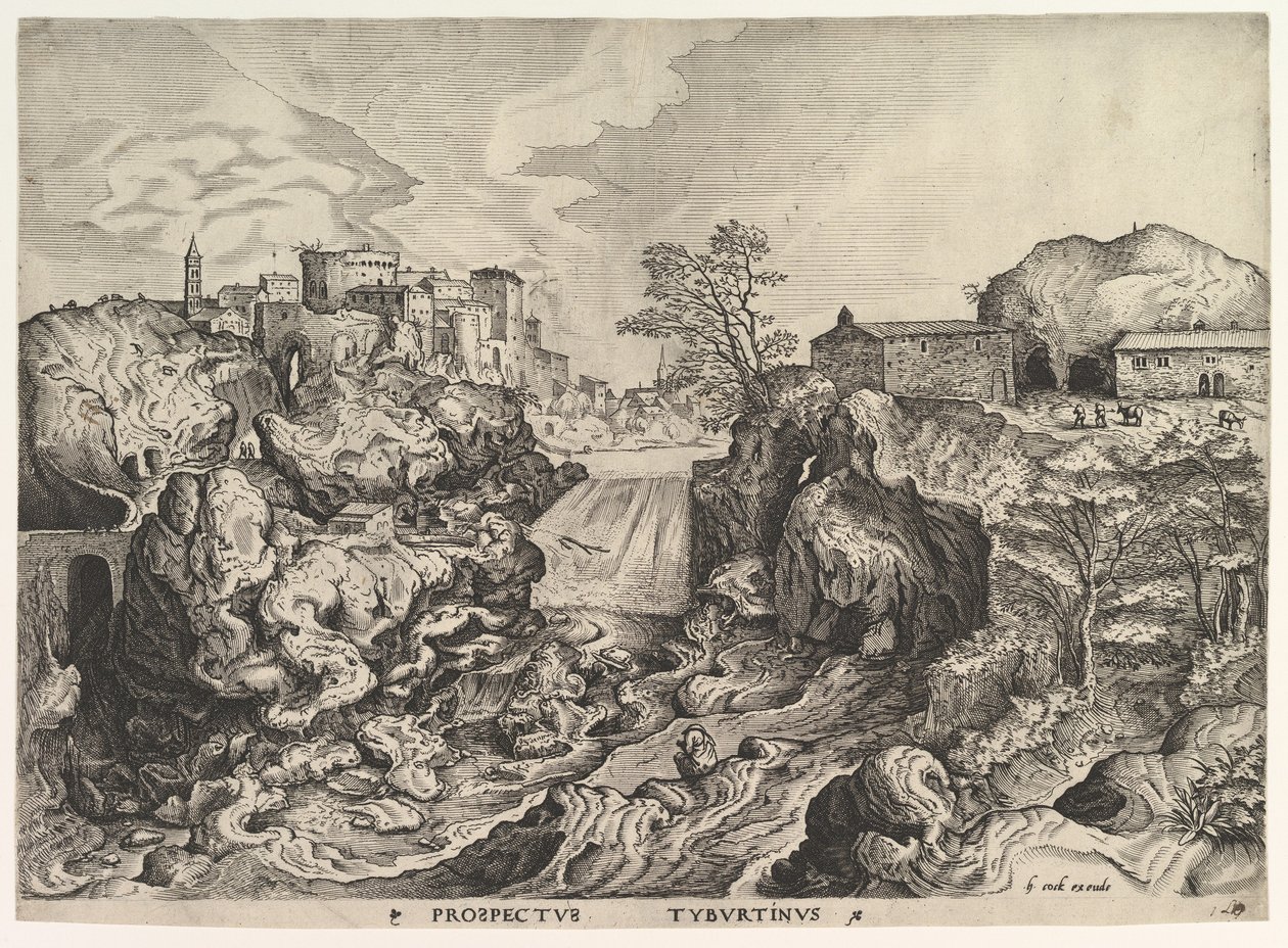 Utsikt over Tiber Tivoli Prospectus Tyburtinus fra The Large Landscapes, ca. 1555-56. av Johannes van Doetecum I