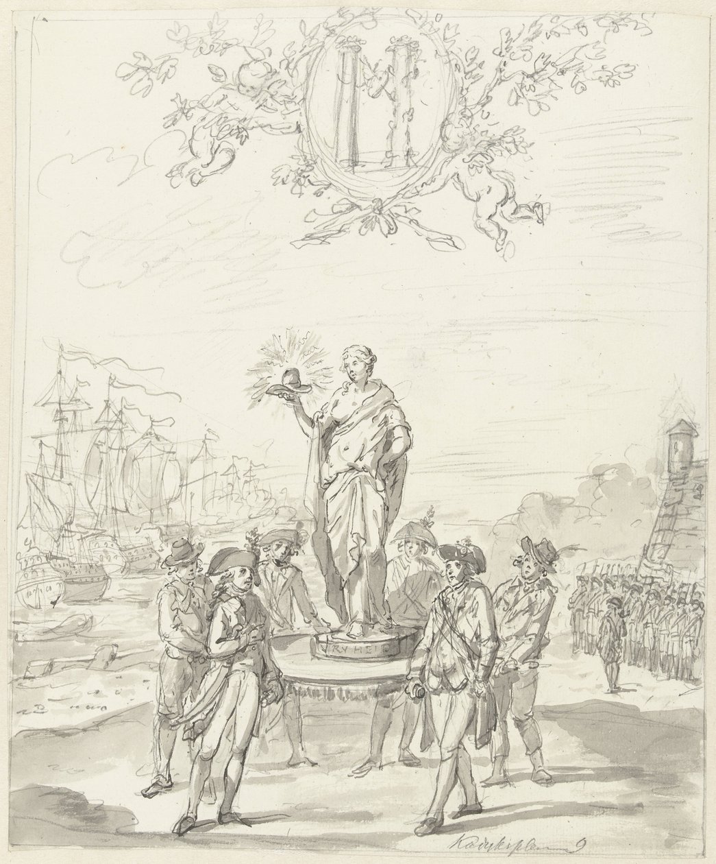 General Arms, dekorasjon på Kadijksplein, 1795 av Johannes van Dregt (rejected attribution)