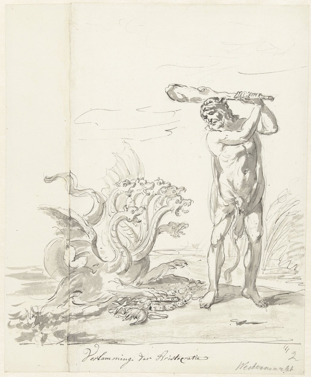 Ødeleggelse av aristokratiet, dekorasjon på Westermarkt, 1795 Lammelse av aristokrati (tittel på objekt) av Johannes van Dregt (rejected attribution)