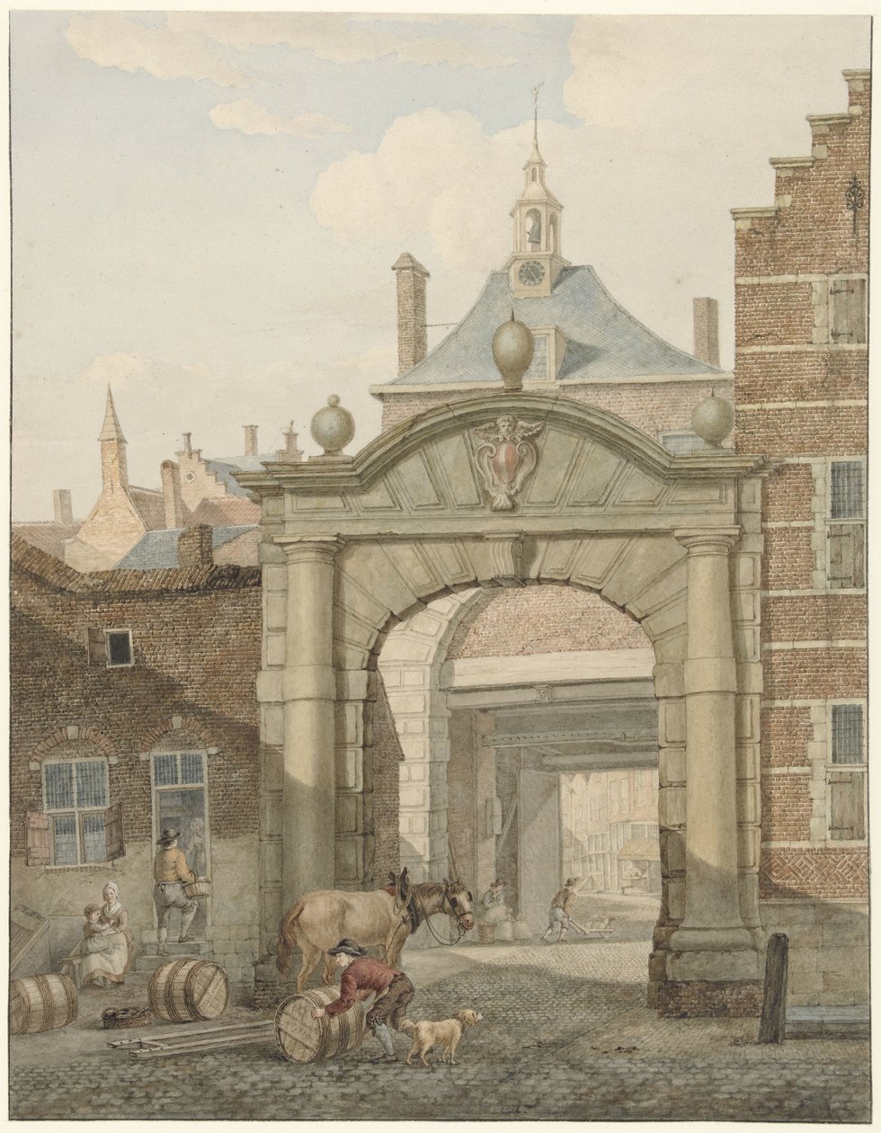 Utsikt gjennom en port i Dordrecht av Johannes van Lexmond