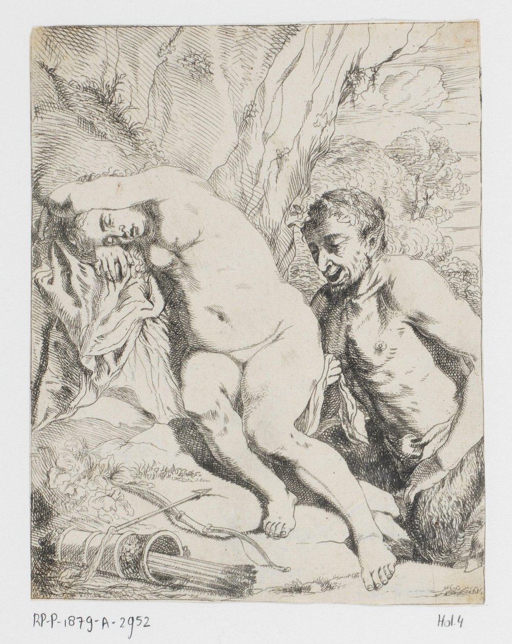 Sovende nymfe og satyr av Johannes van Seegen