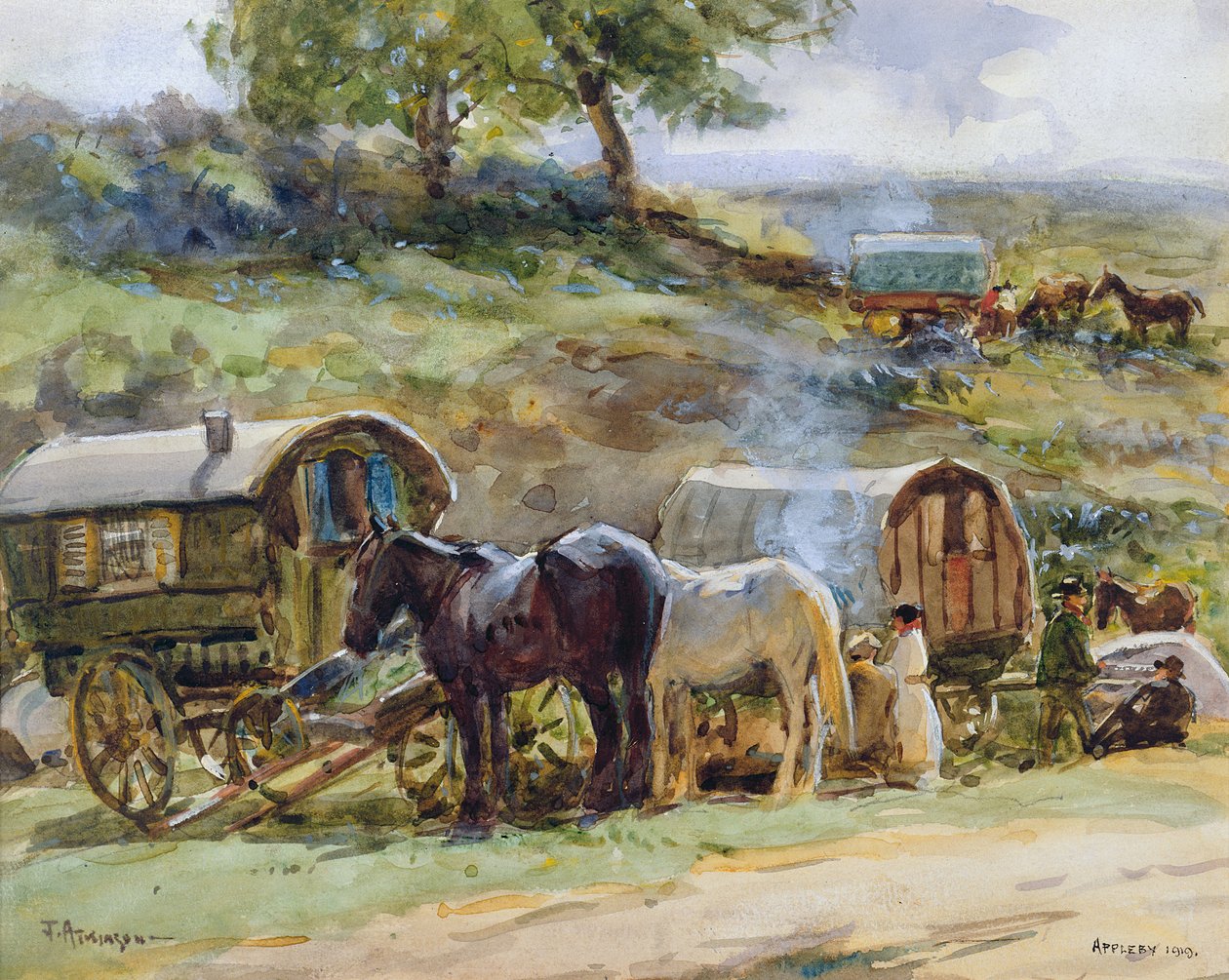 Gypsy Encampment, Appleby, 1919 (se også 54655) av John Atkinson