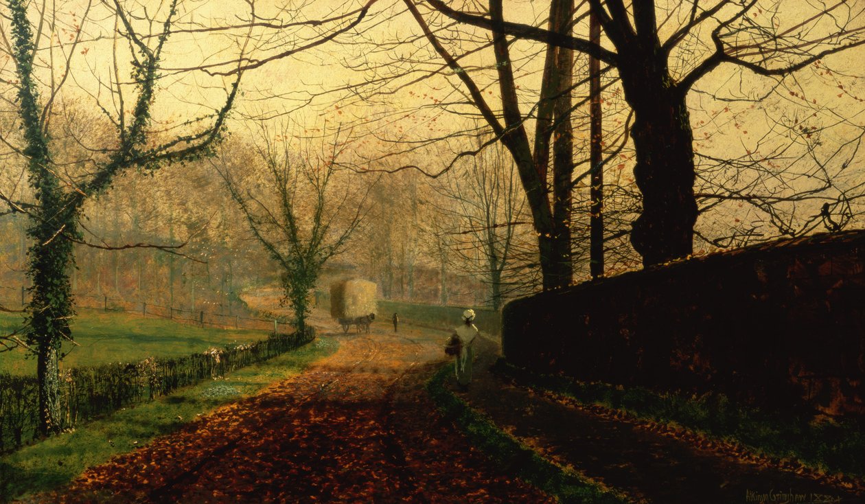 Autumn Sunshine, Stapleton Park nær Pontefract av John Atkinson Grimshaw