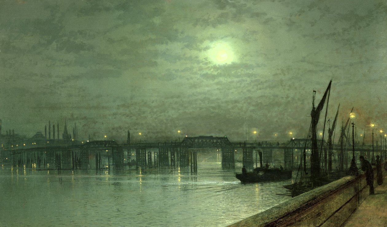 Battersea Bridge av Moonlight av John Atkinson Grimshaw