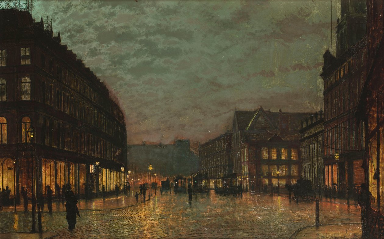 Boar Lane, Leeds, med lamper av John Atkinson Grimshaw