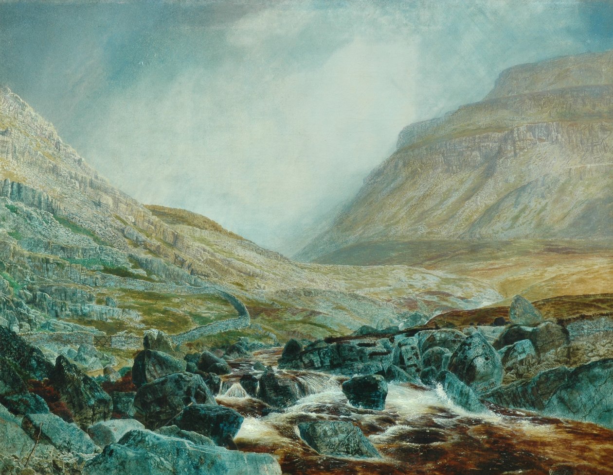 Ingleborough fra under White Scar, Yorkshire Limestone Strata, 1868 av John Atkinson Grimshaw