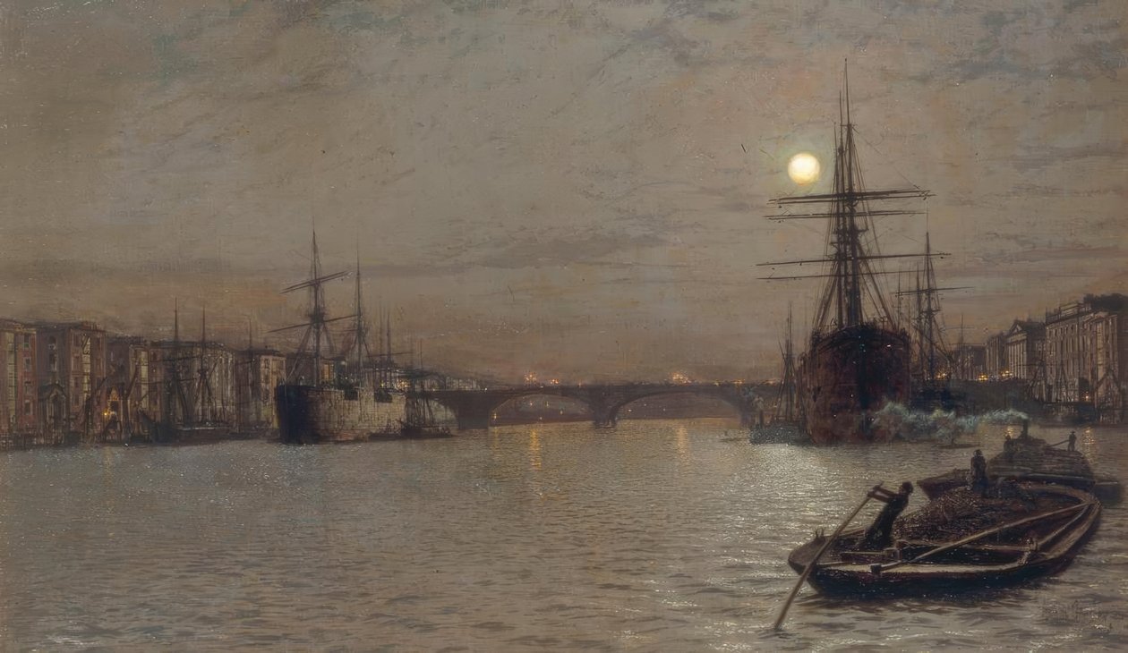 Bassenget og London Bridge om natten av John Atkinson Grimshaw