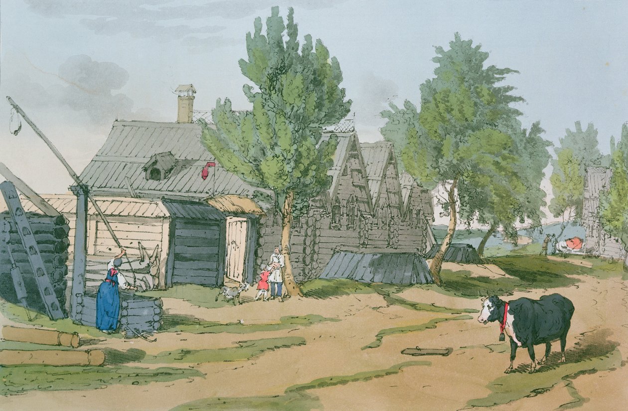 En russisk landsby, 1804 av John Augustus Atkinson