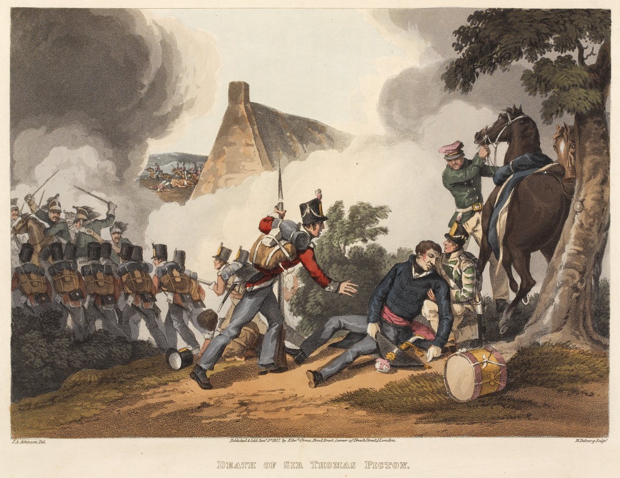 Sir Thomas Pictons død, gravert av M. Dubourg, 1819 (farget akvatint) av John Augustus Atkinson
