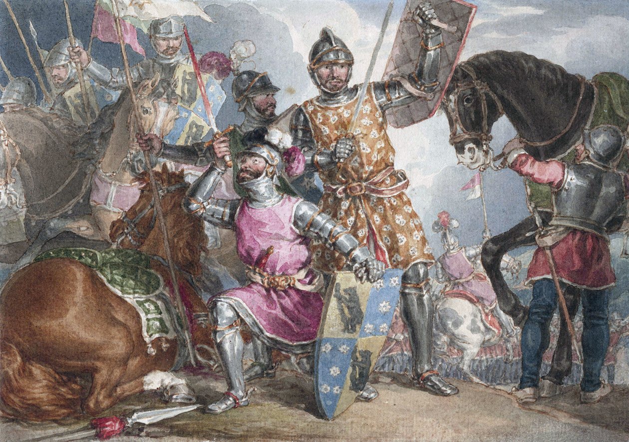 Kong Henry VI, del III, akt II, scene III, Warwick, Edward og Richard i slaget ved Towton av John Augustus Atkinson