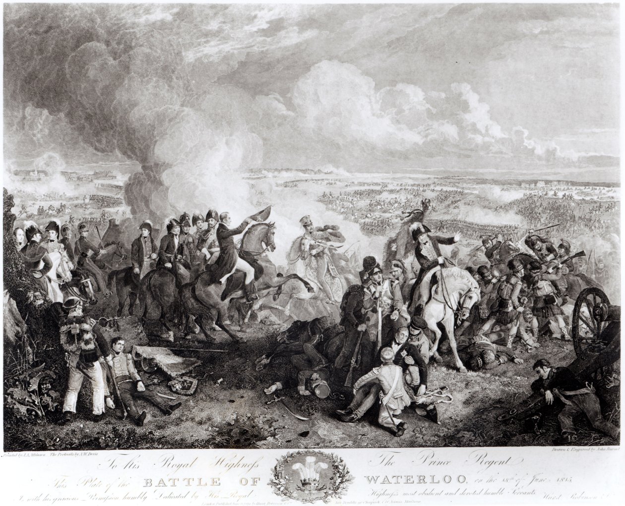 Slaget ved Waterloo, 18. juni 1815, gravert av John Burnet (1784-1868), 1819 av John Augustus Atkinson