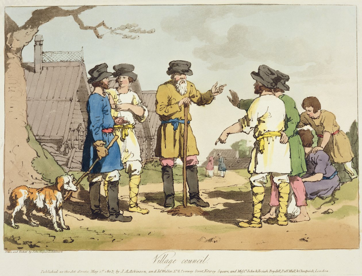 Landsbyrådet, etset av kunstneren, utgitt 1803 av John Augustus Atkinson